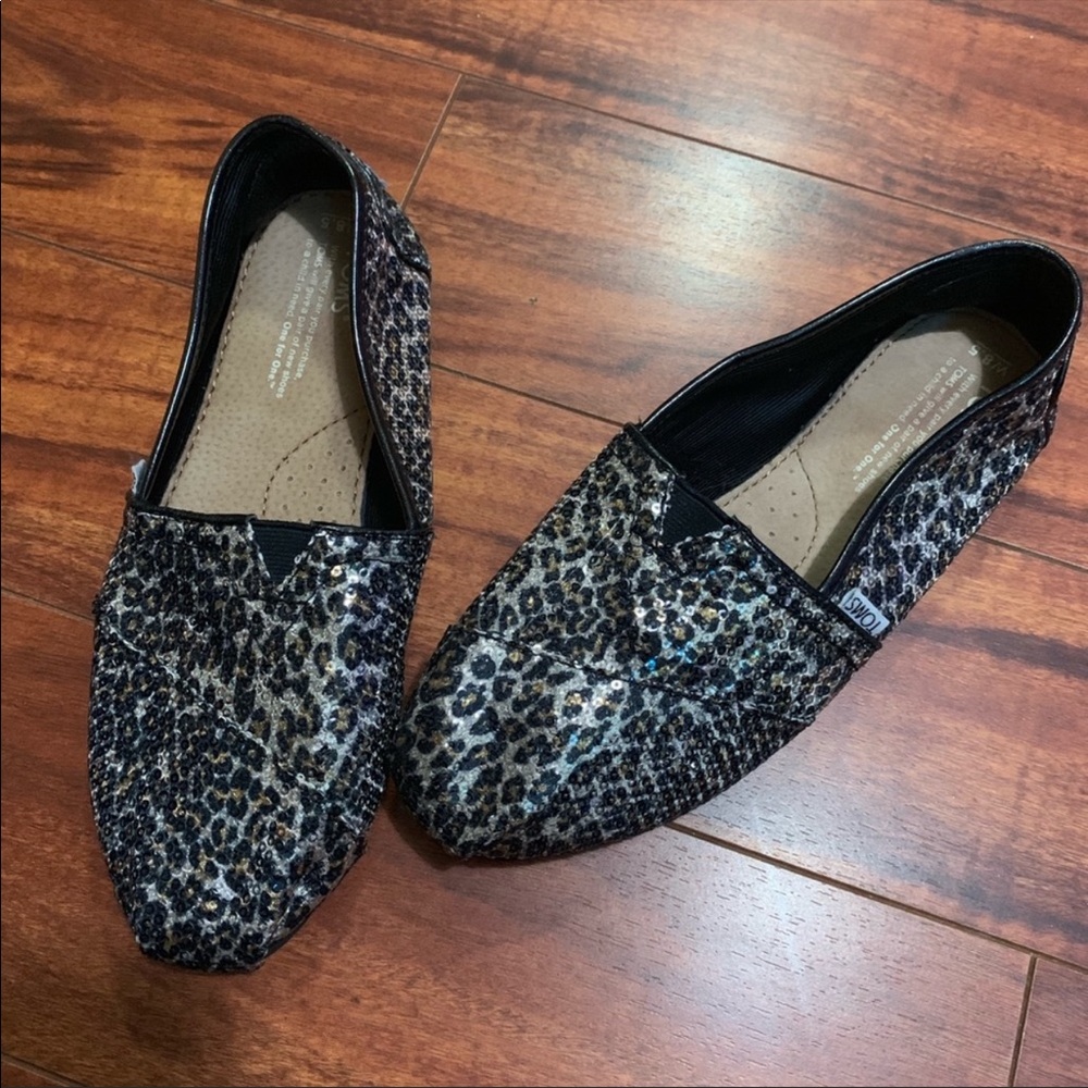 Toms Sequin Leopard Flats
